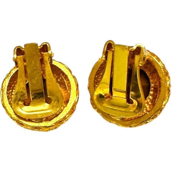 MISH TWORKOWSKI Gold Plated Citrine Yellow Orange Rhinestone Statement Clip On E - Picture 4 of 5